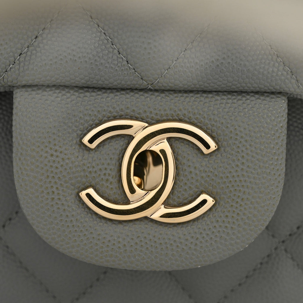 Caviar Quilted Jumbo Double Flap Grey wholesalehk.shop