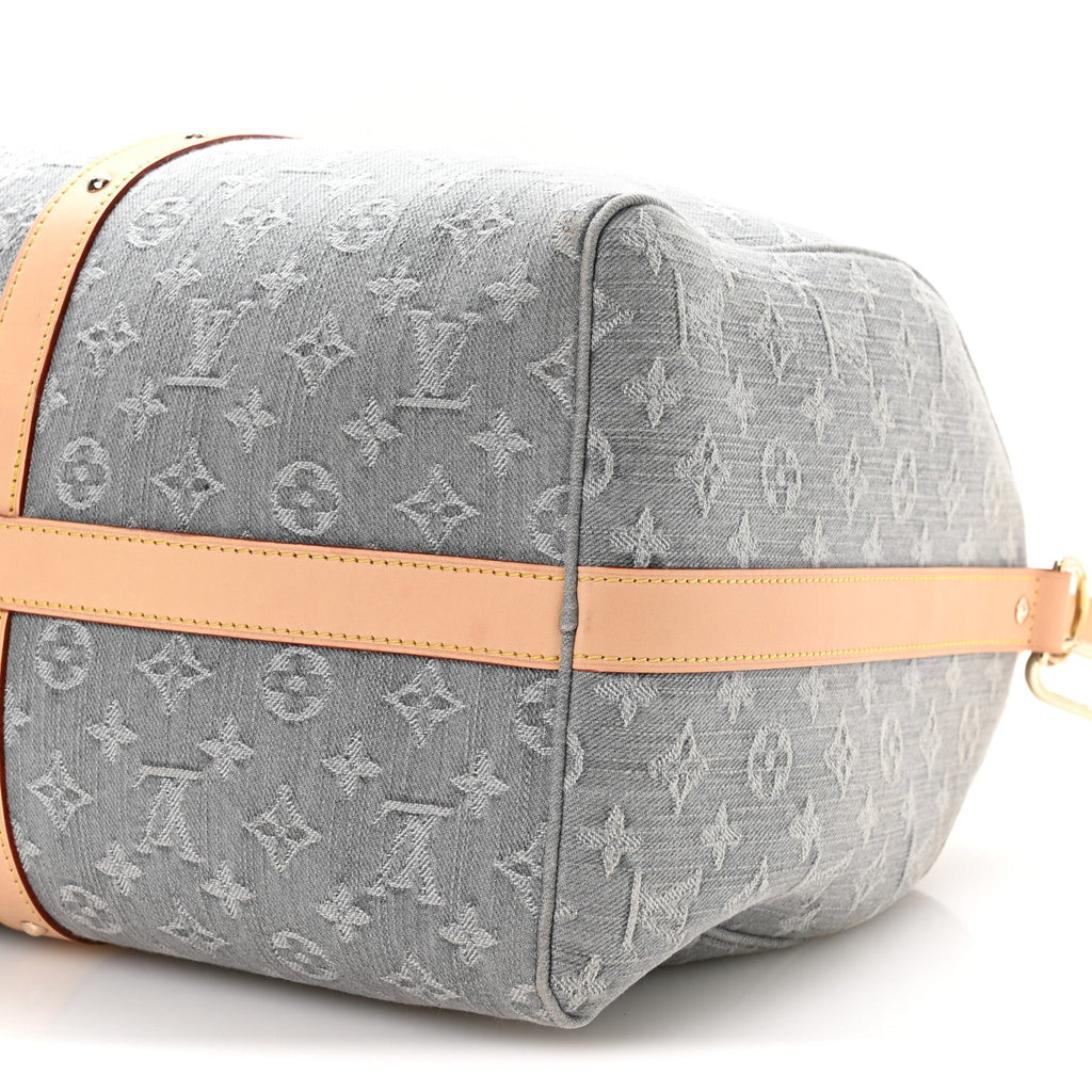 Denim Monogram Studded Keepall Bandouliere 45 Cloudy Grey wholesalehk.shop