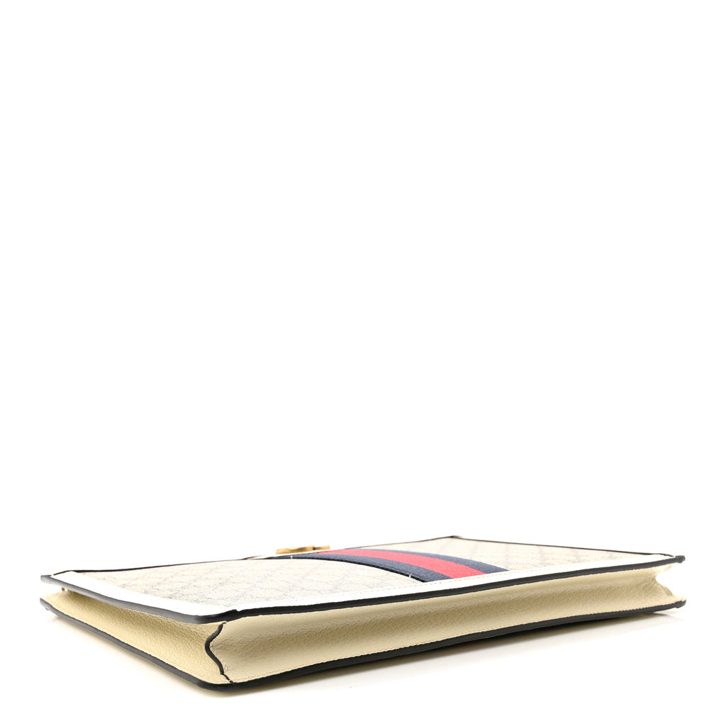 GG Supreme Monogram Web Ophidia Portfolio Pouch Beige Ebony Mystic White wholesalehk.shop