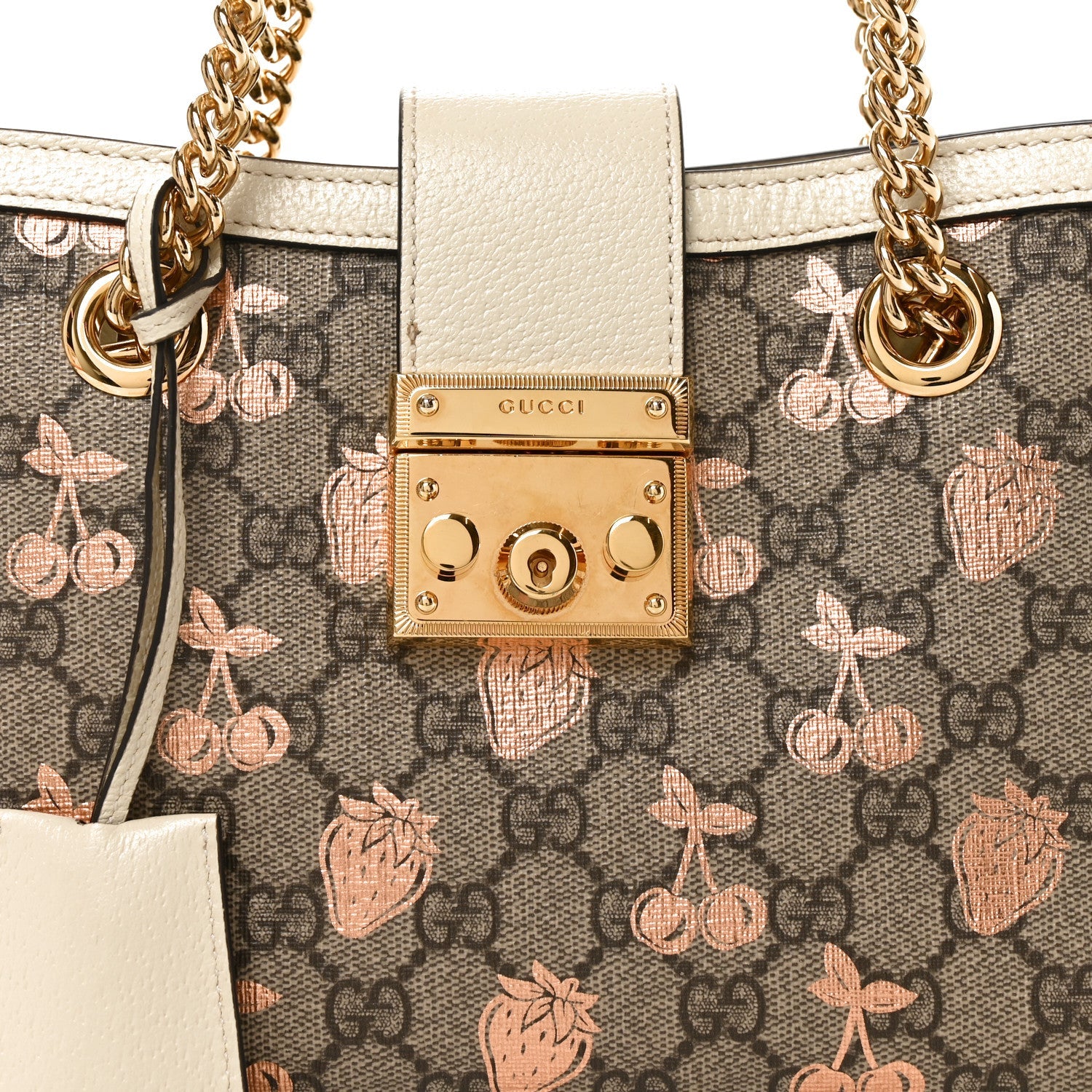 GG Supreme Monogram Berry Textured Dollar Calfskin Small Padlock Tote Beige Ebony Light Copper Mystic White £¨ Direct shipment via from wholesalehk.shop