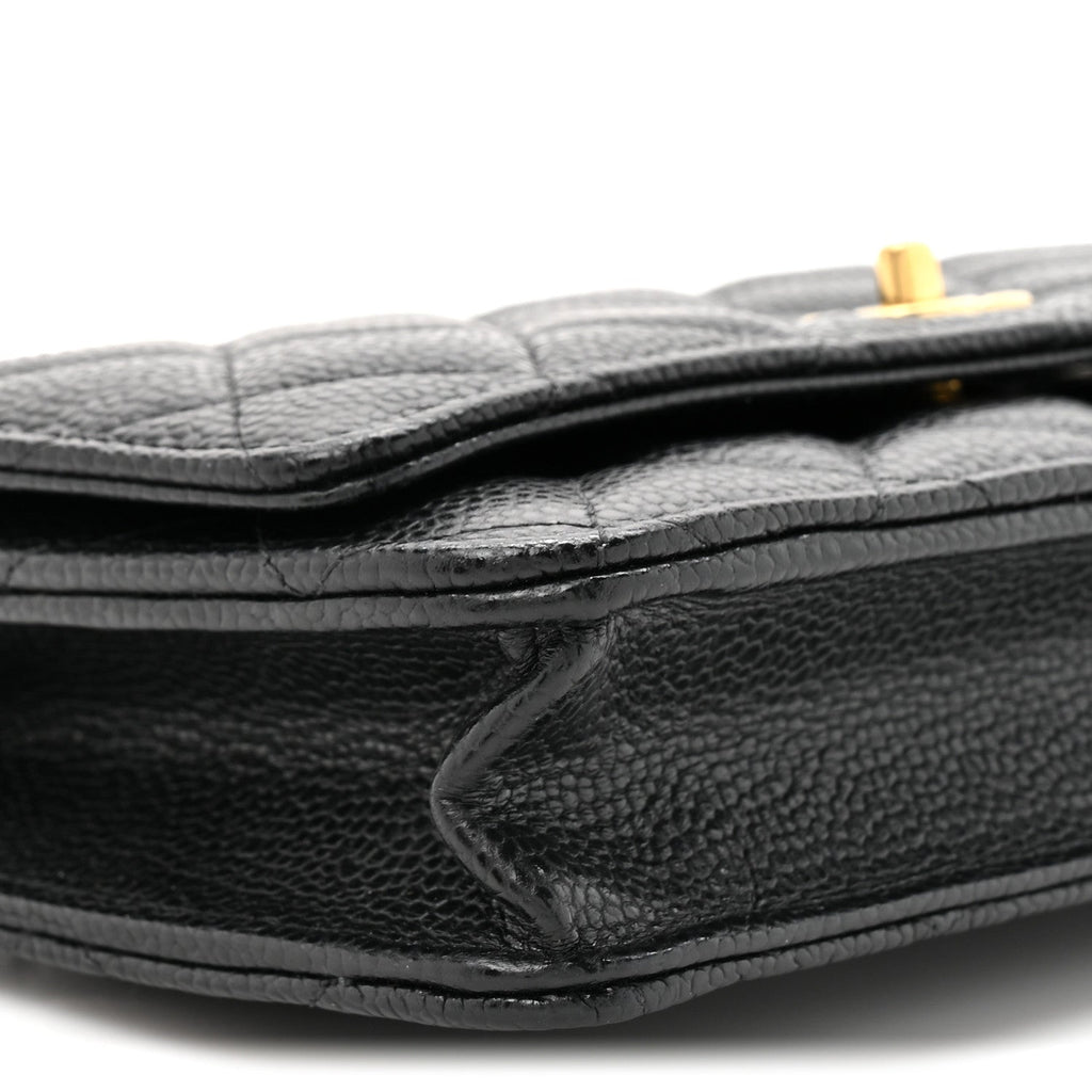 Caviar Quilted CC Turnlock Wallet On Chain WOC Black wholesalehk.shop