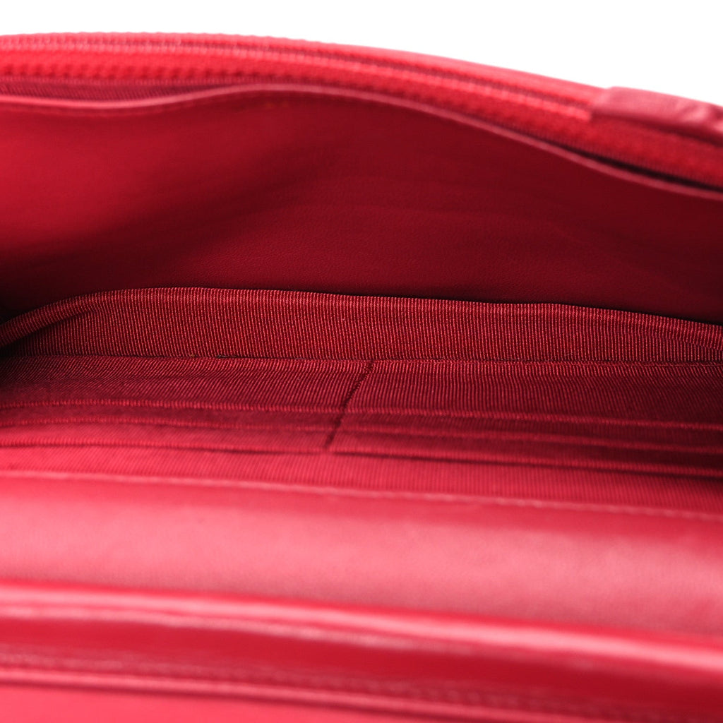 Lambskin Quilted Wallet On Chain WOC Dark Pink wholesalehk.shop