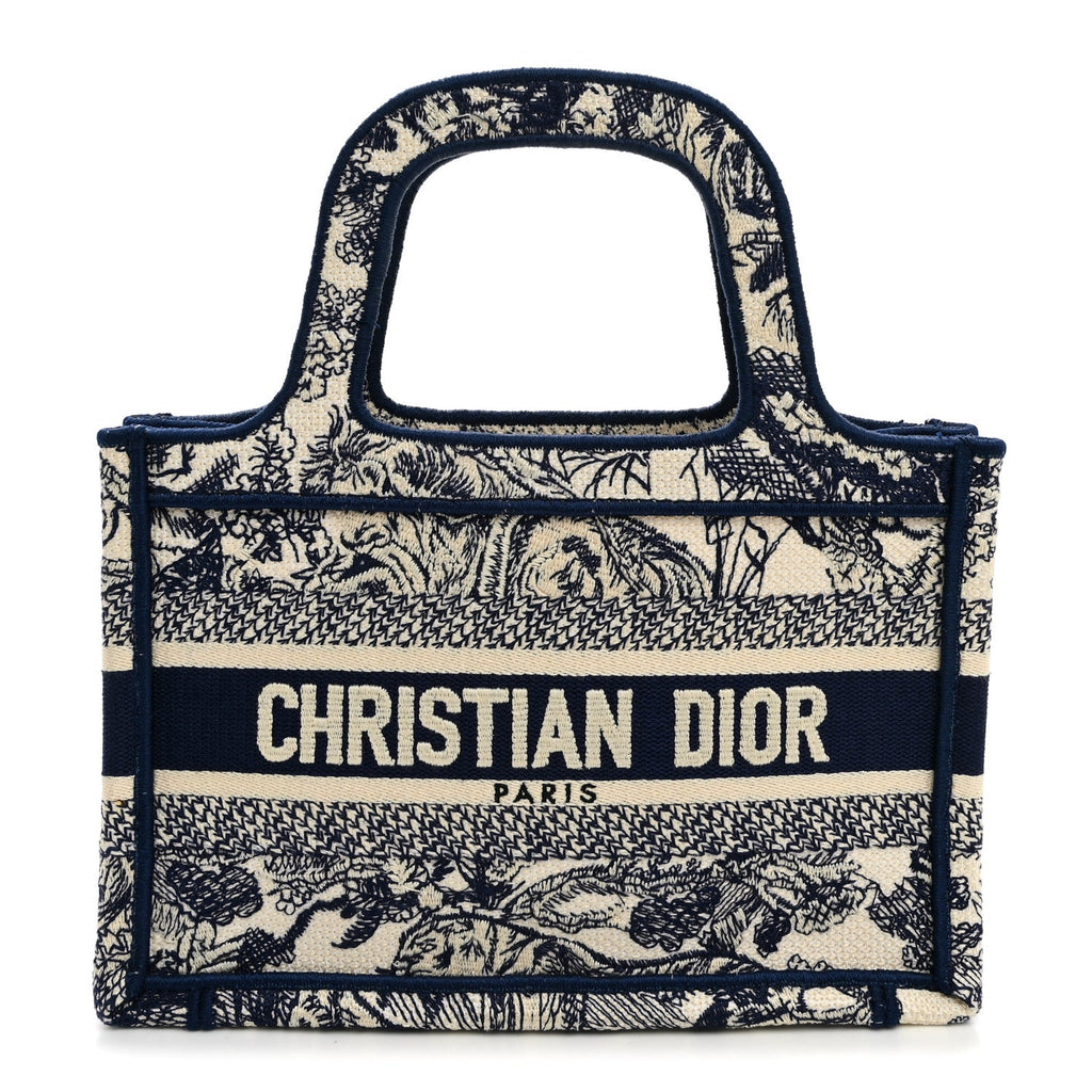 Canvas Embroidered Mini Toile De Jouy Book Tote Blue £¨ Direct shipment via from wholesalehk.shop