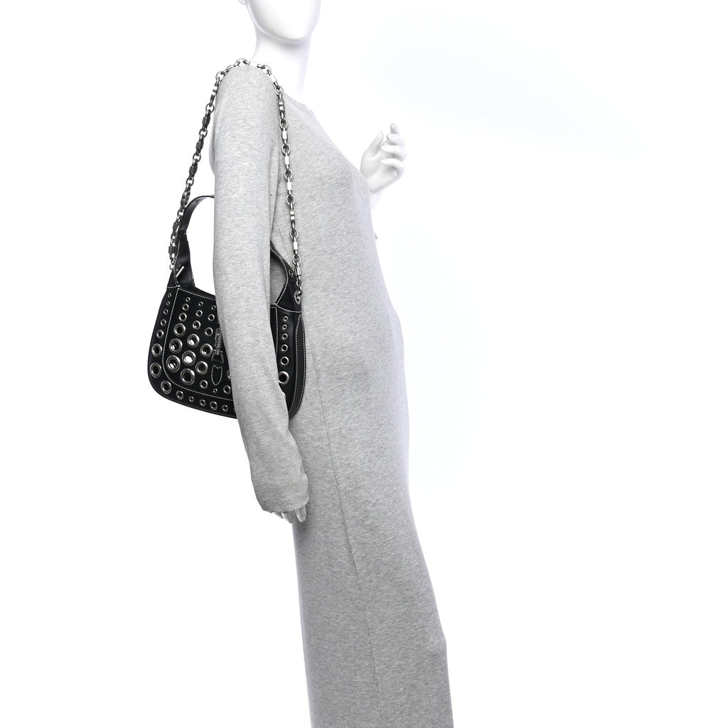 Calfskin Ha Ha Ha Jackie 1961 Eyelet Hobo Black £¨ Direct shipment via from wholesalehk.shop