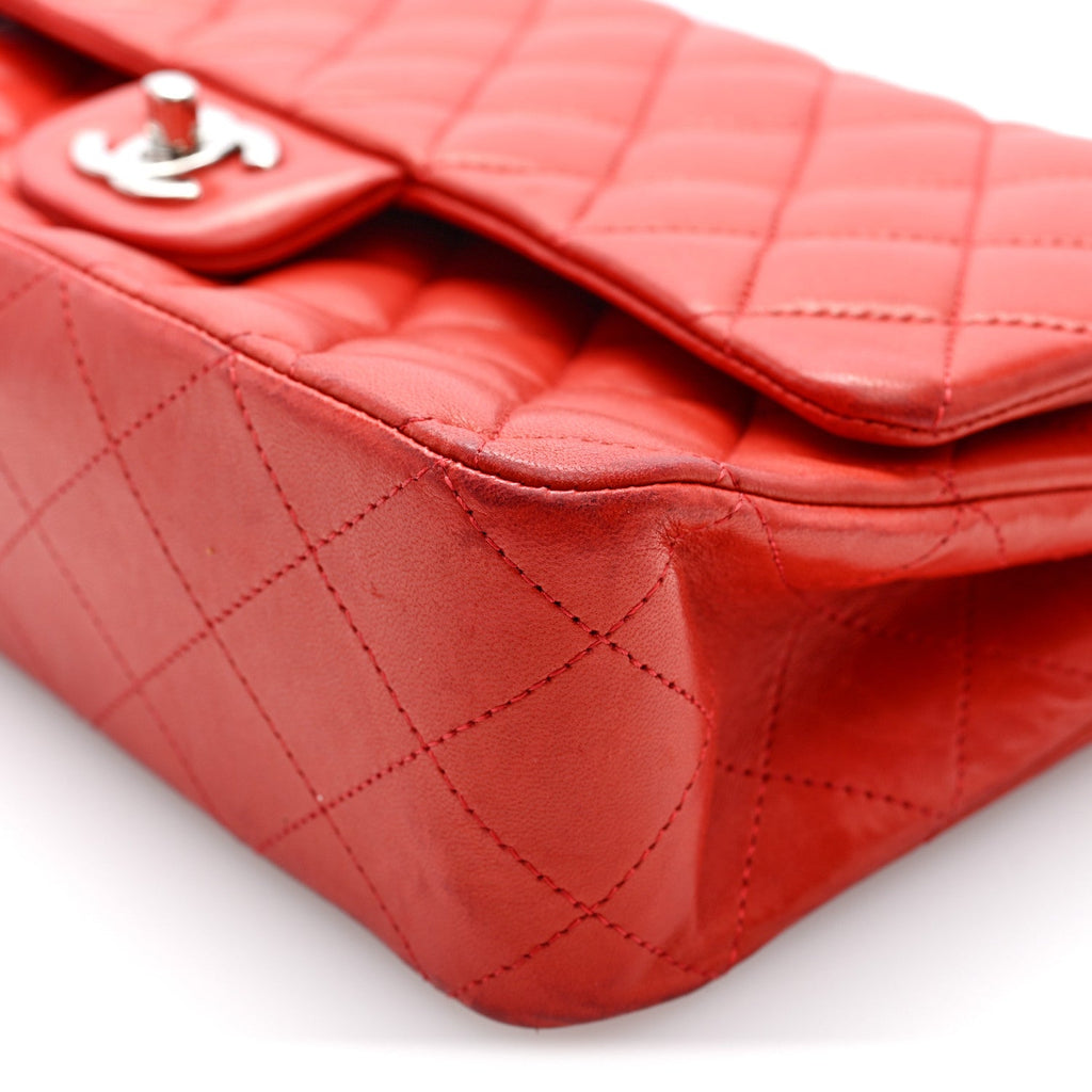 Lambskin Quilted Medium Double Flap Red wholesalehk.shop