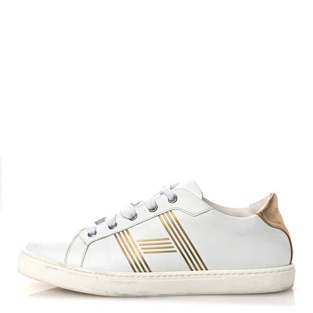 Metallic Calfskin Womens Advantage Sneakers 39.5 White Dore wholesalehk.shop