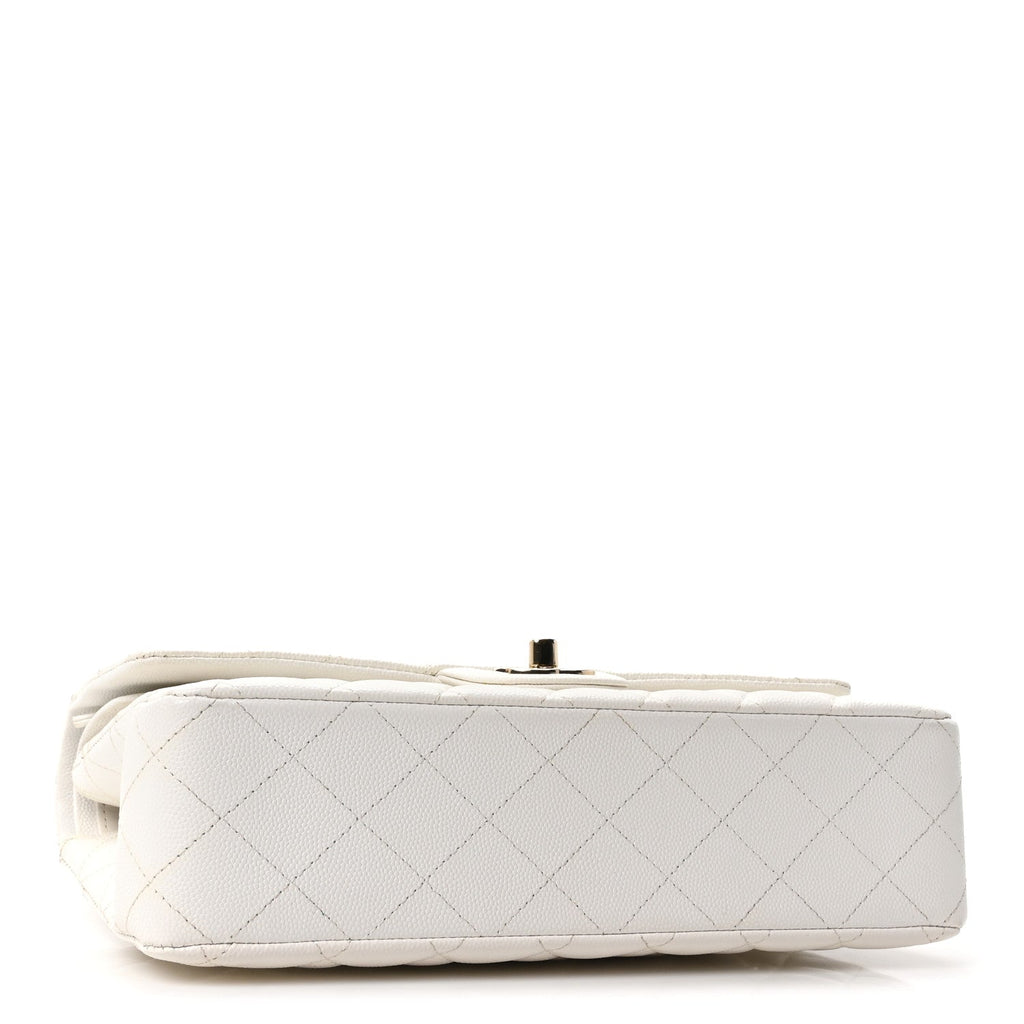Caviar Quilted Medium Double Flap White wholesalehk.shop