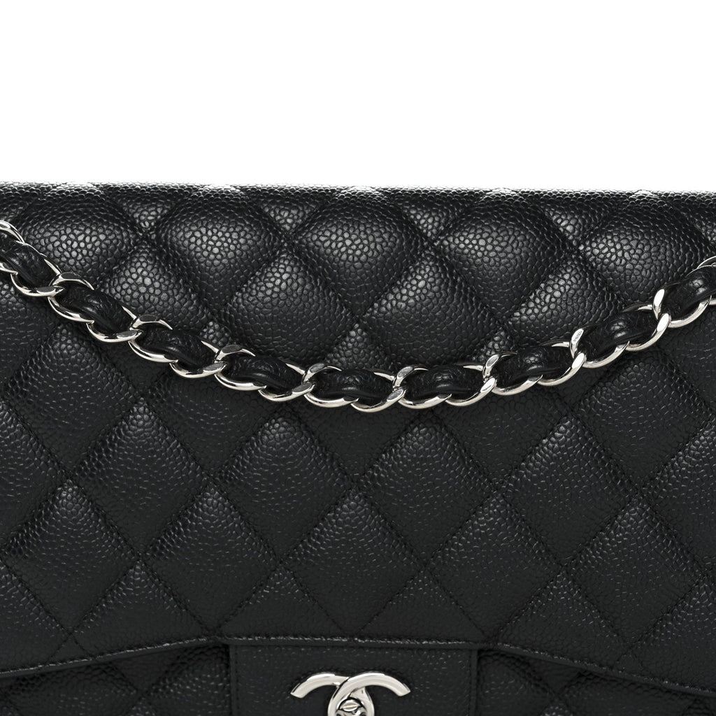 Caviar Quilted Jumbo Double Flap Black wholesalehk.shop