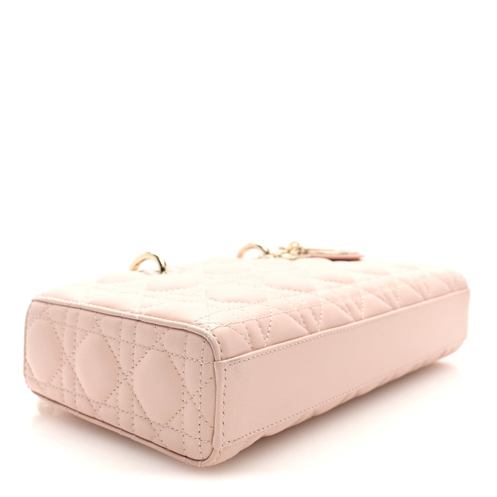 Lambskin Cannage Medium Lady D-Joy Powder Pink wholesalehk.shop