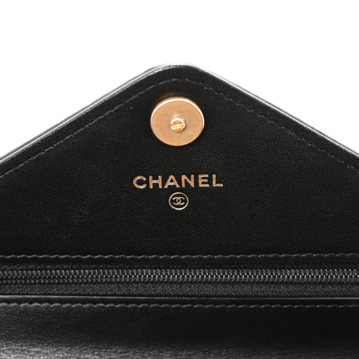Calfskin Elaphe Double Chevron Mini Wallet On Chain WOC Black Black wholesalehk.shop