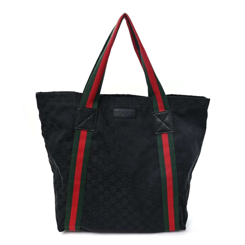 GG Monogram Medium Web Handle Vertical Tote Black wholesalehk.shop
