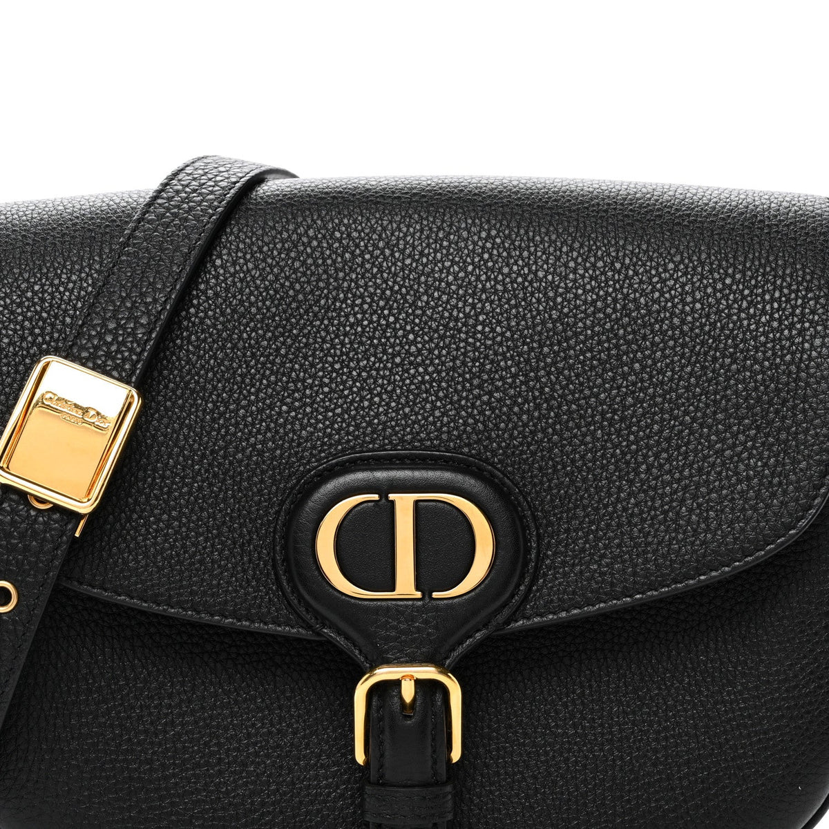Grained Calfskin Medium Bobby Flap Black wholesalehk.shop