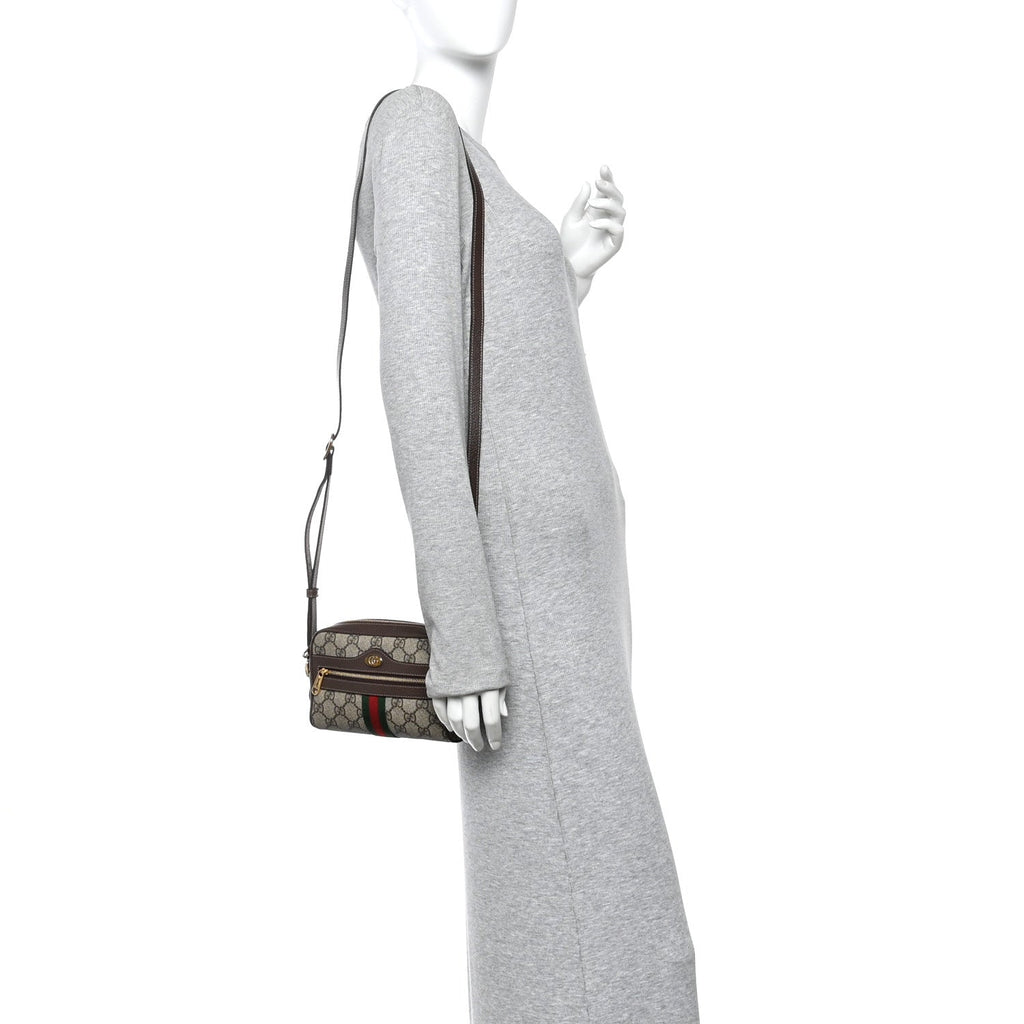 GG Supreme Monogram Web Mini Ophidia Shoulder Bag Brown wholesalehk.shop
