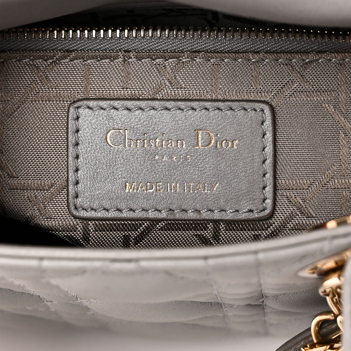 Metallic Lambskin Cannage Mini Lady Dior Grey wholesalehk.shop