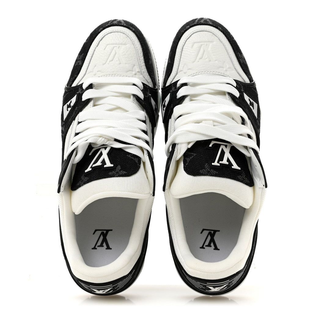 Calfskin Embossed Monogram Denim Womens LV Trainer Sneakers 41 Black 41 Black £¨ Direct shipment via from wholesalehk.shop