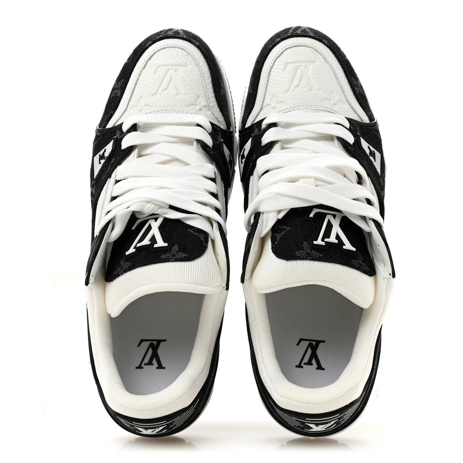 Calfskin Embossed Monogram Denim Womens LV Trainer Sneakers 41 Black 41 Black £¨ Direct shipment via from wholesalehk.shop