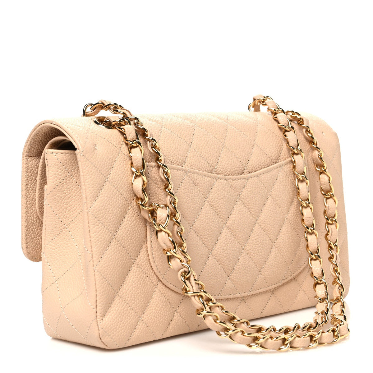 Caviar Quilted Medium Double Flap Beige Beige Clair wholesalehk.shop