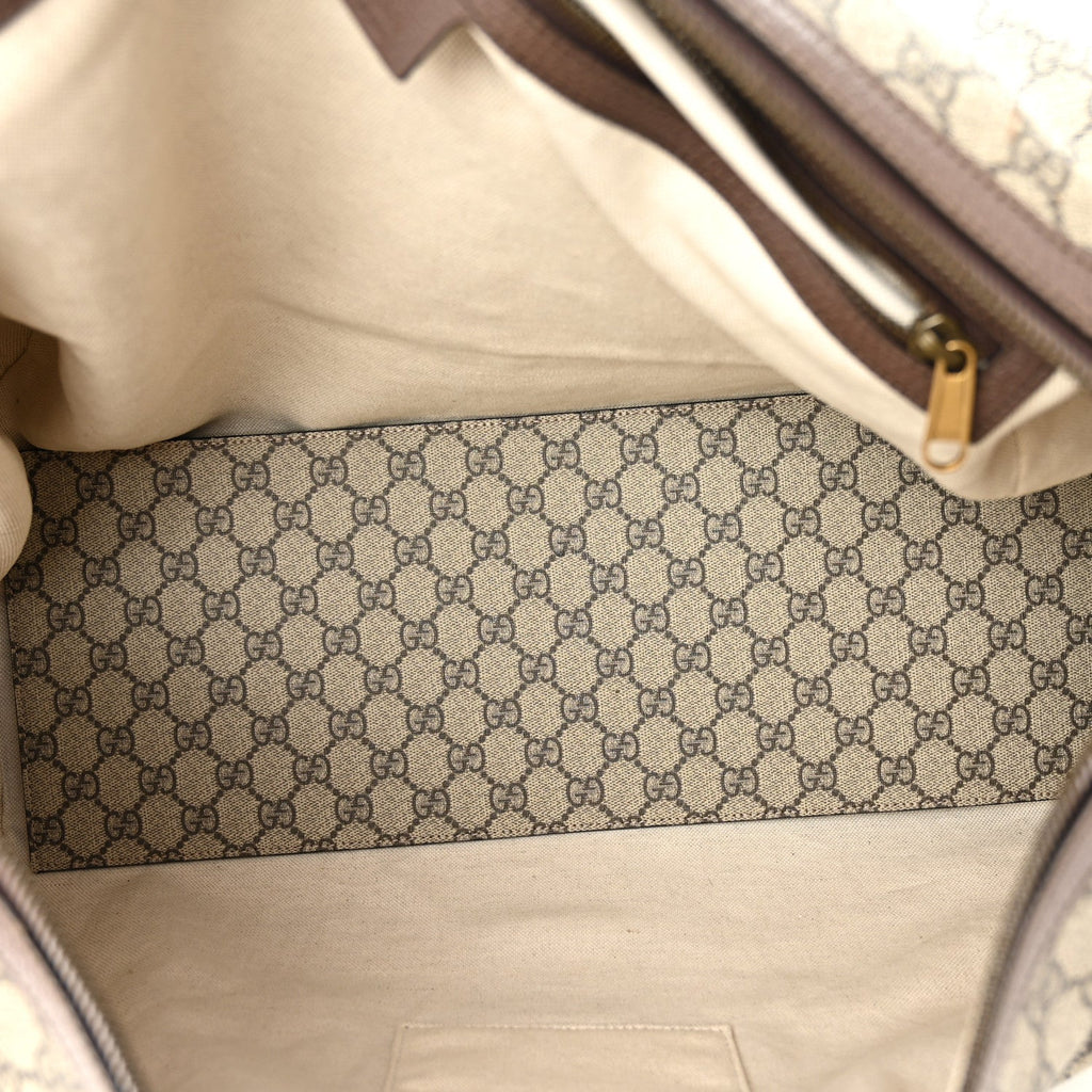 GG Supreme Monogram Textured Dollar Calfskin Web Medium Ophidia Carry-On Duffle Bag Beige Ebony New Acero wholesalehk.shop