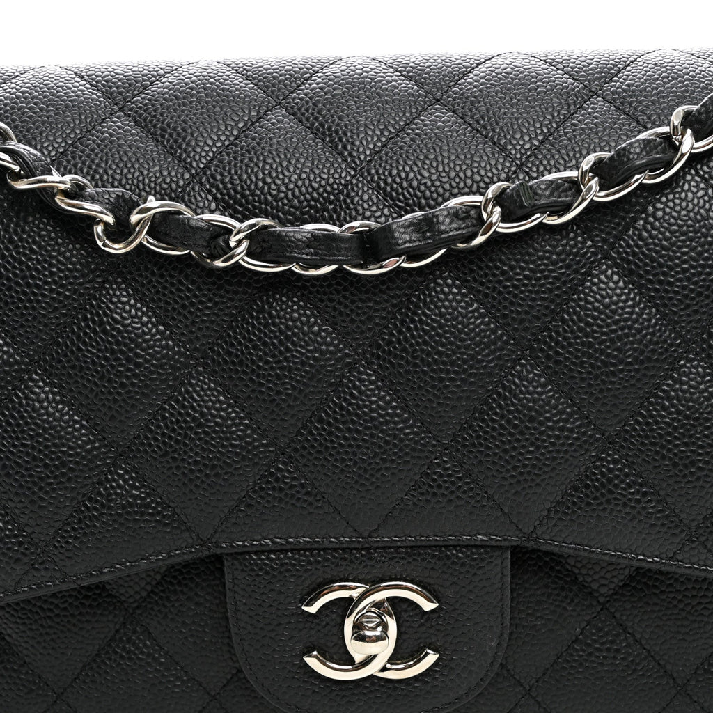 Caviar Quilted Jumbo Double Flap Black wholesalehk.shop