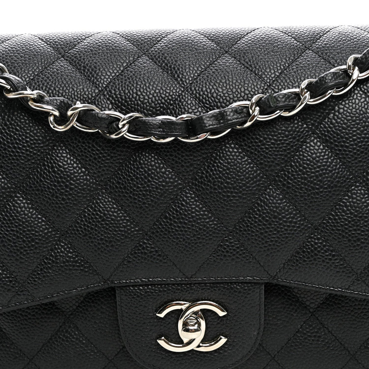 Caviar Quilted Jumbo Double Flap Black wholesalehk.shop