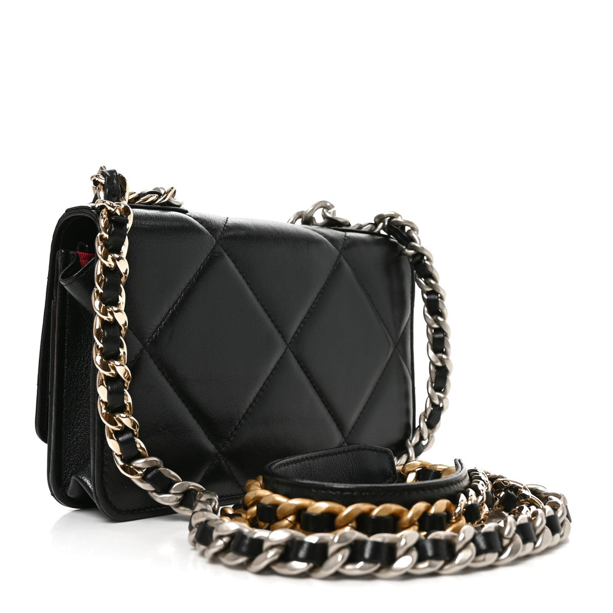 Lambskin Quilted Chanel 19 Wallet On Chain WOC Black wholesalehk.shop
