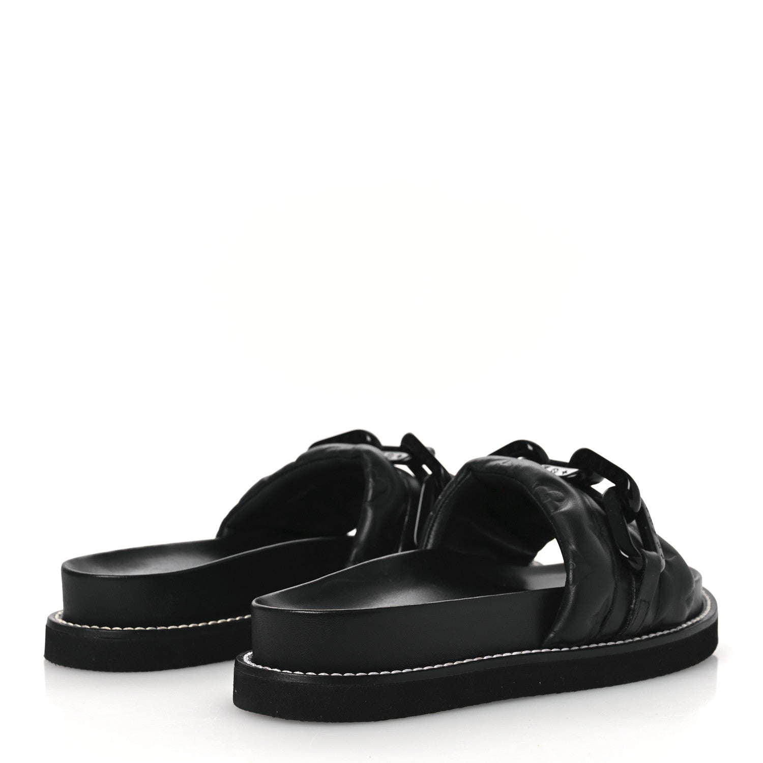 Calfskin Embossed Monogram Sunset Flat Comfort Mule 38.5 Black £¨ Direct shipment via from wholesalehk.shop