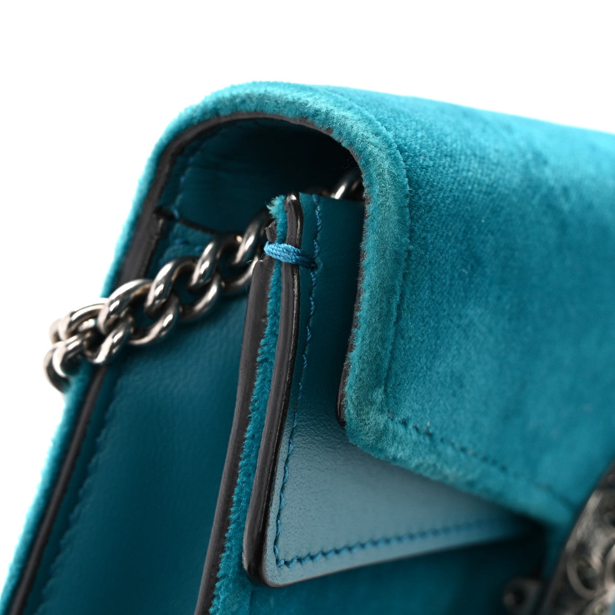 Velvet Super Mini Dionysus Shoulder Bag Pavone Cyan wholesalehk.shop