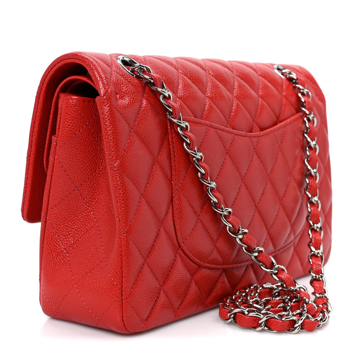 Caviar Quilted Medium Double Flap Red wholesalehk.shop