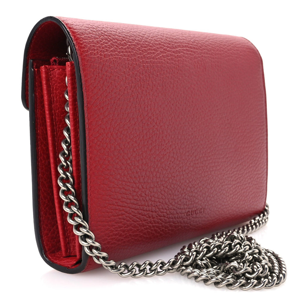 Calfskin Mini Dionysus Chain Wallet Hibiscus Red wholesalehk.shop