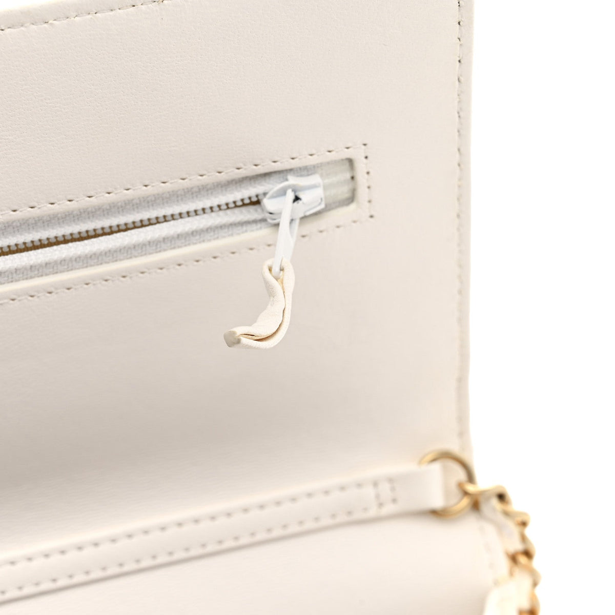 Lambskin Quilted CC Pearl Crush Wallet on Chain WOC White wholesalehk.shop