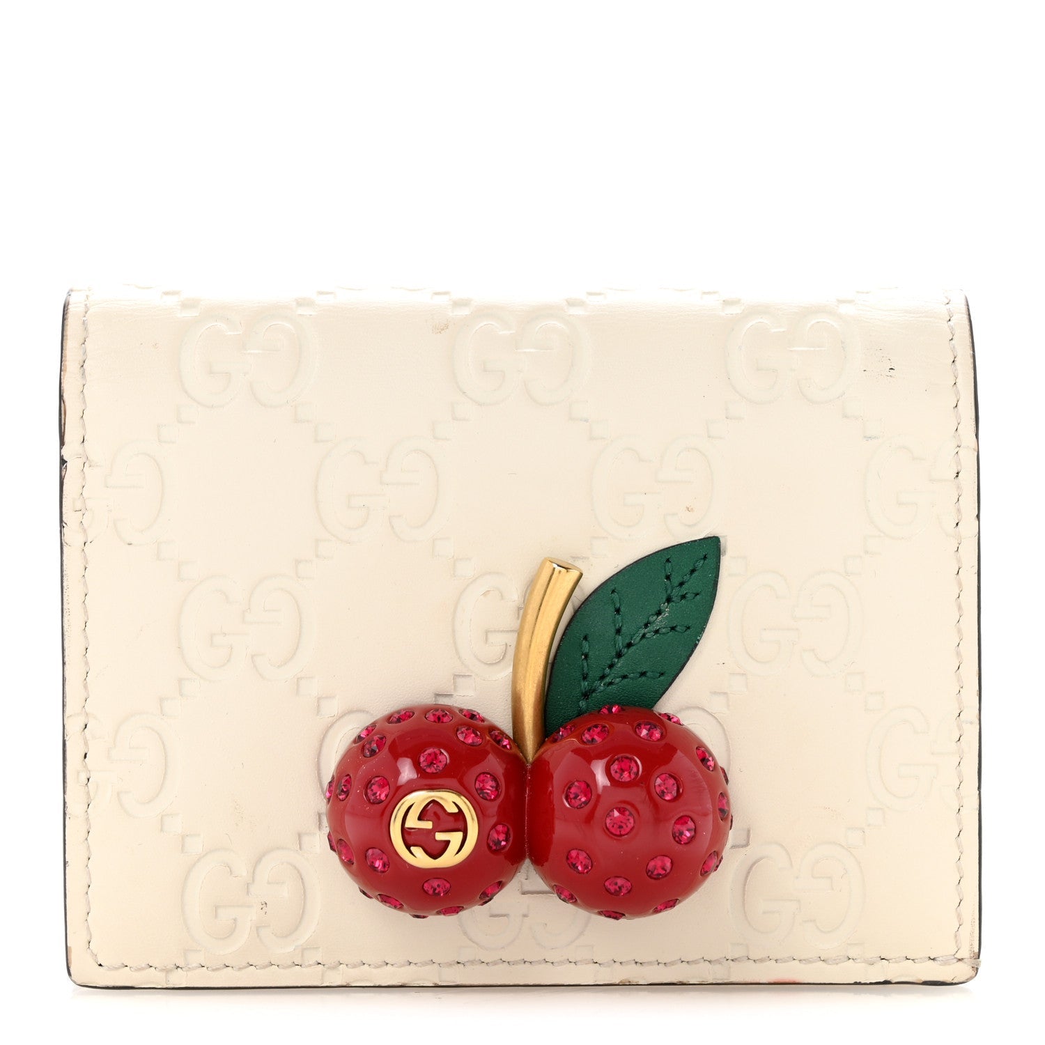Guccissima Cherries Card Case Wallet White £¨ Direct shipment via from wholesalehk.shop