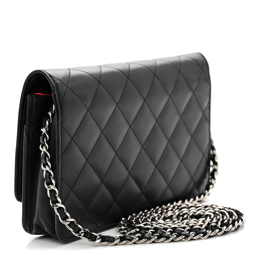 Calfskin Quilted Cambon Wallet on Chain WOC Black wholesalehk.shop