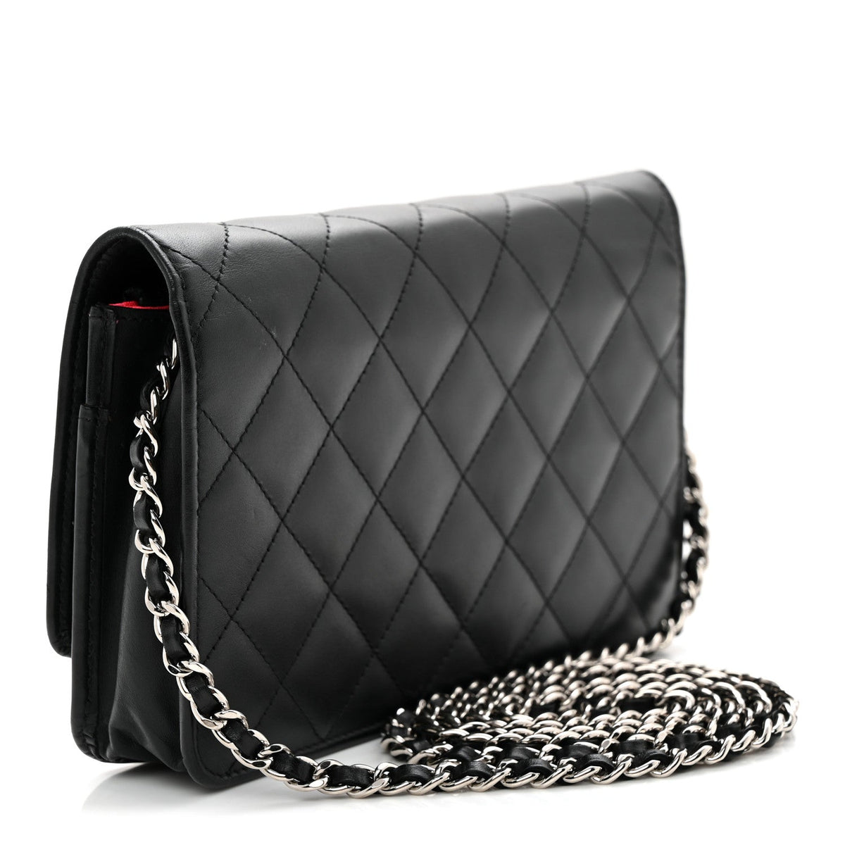 Calfskin Quilted Cambon Wallet on Chain WOC Black wholesalehk.shop