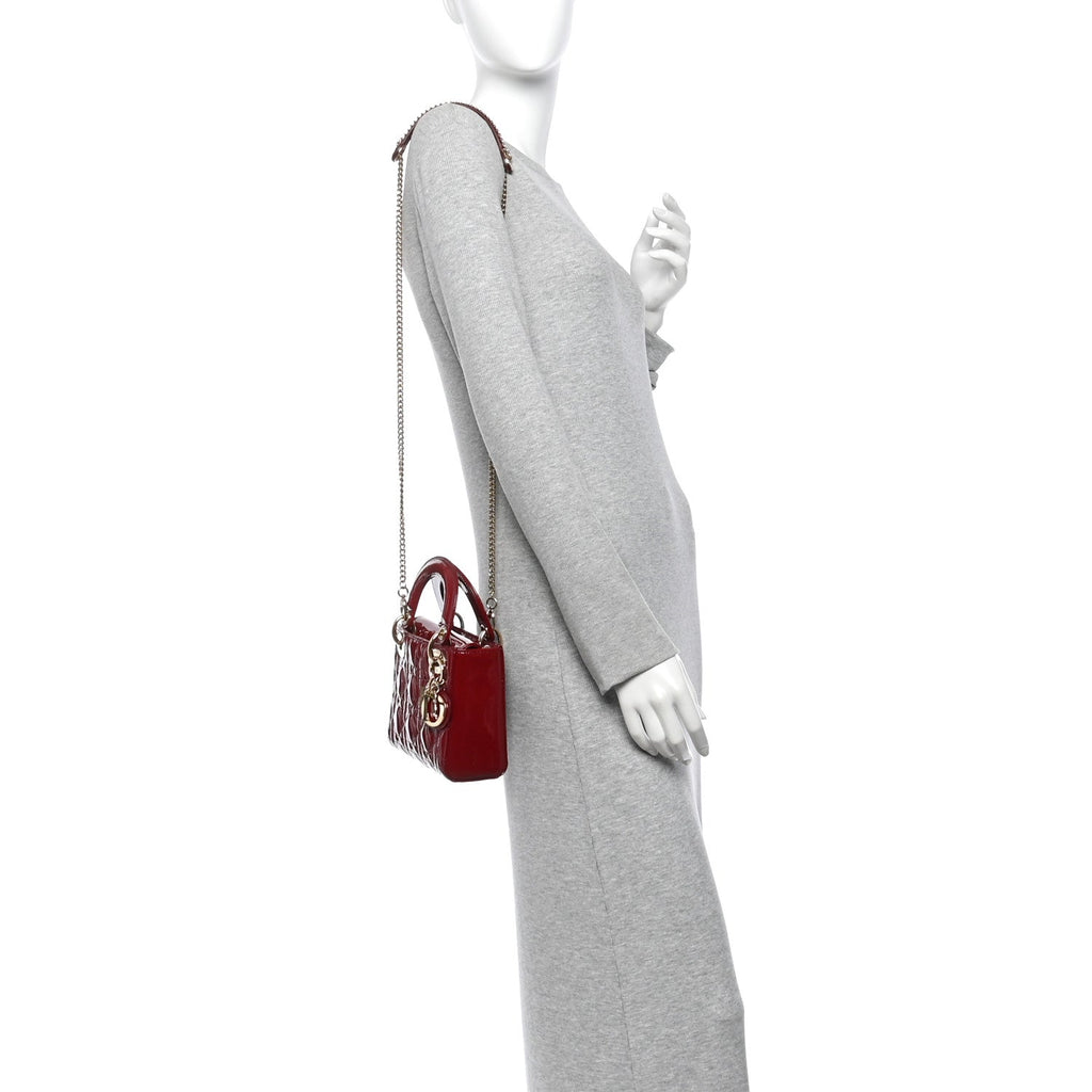 Patent Cannage Mini Lady Dior Red wholesalehk.shop