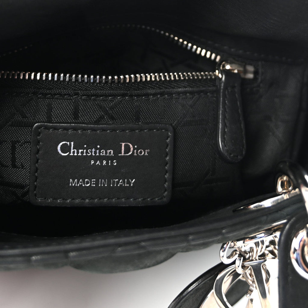 Metallic Calfskin Cannage Mini Lady Dior Black wholesalehk.shop