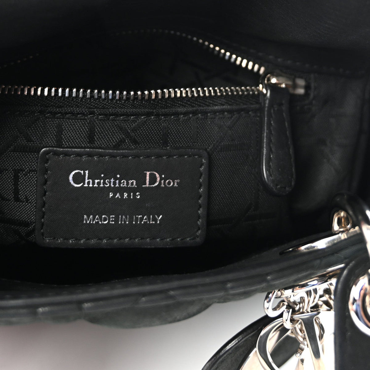 Metallic Calfskin Cannage Mini Lady Dior Black wholesalehk.shop