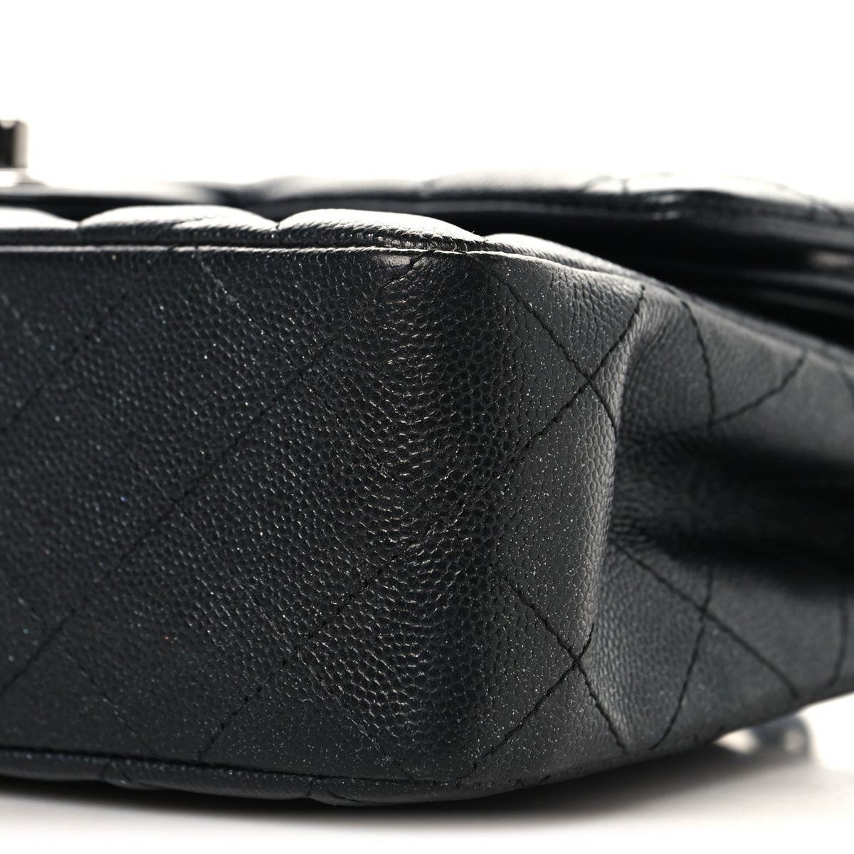 Iridescent Caviar Quilted Small Double Flap Black wholesalehk.shop