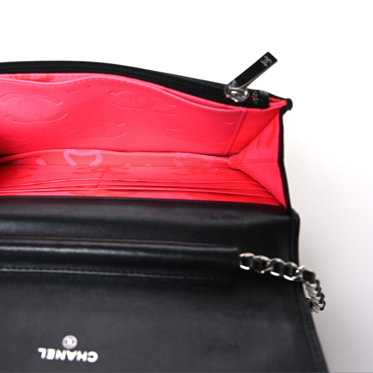 Calfskin Quilted Cambon Wallet on Chain WOC Black wholesalehk.shop
