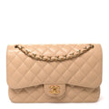 Caviar Quilted Jumbo Double Flap Beige wholesalehk.shop