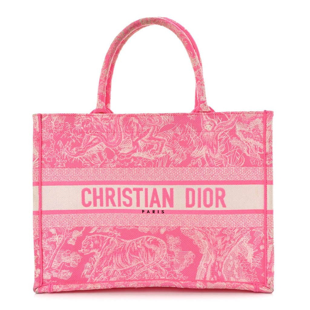 Canvas Embroidered Medium Dioriviera Toile De Jouy Book Tote Fluorescent Pink £¨ Direct shipment via from wholesalehk.shop