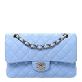 Caviar Quilted Small Double Flap Light Blue wholesalehk.shop