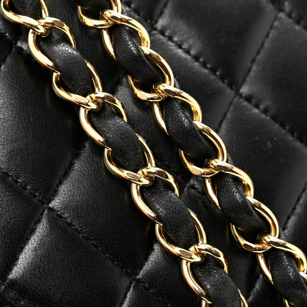 Lambskin Quilted Medium Double Flap Black wholesalehk.shop