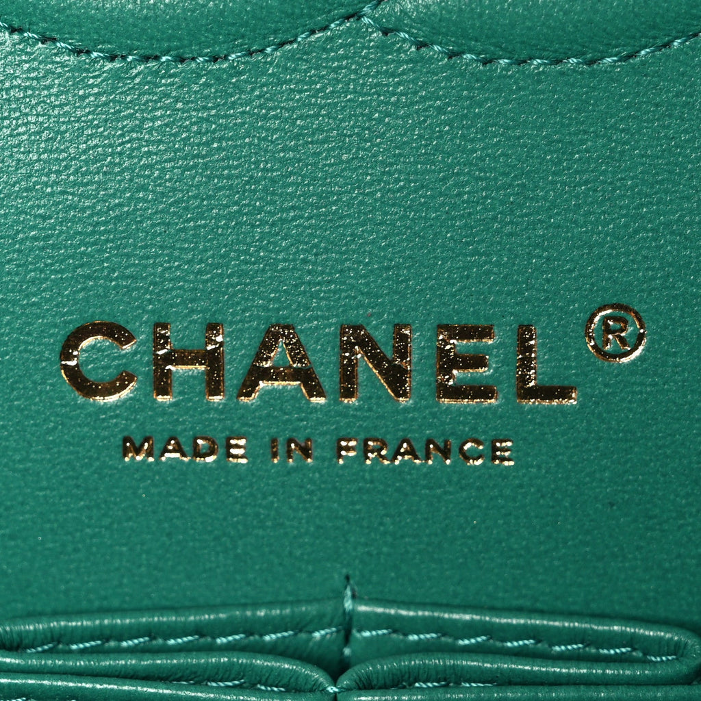 Iridescent Calfskin Quilted Medium Double Flap Green wholesalehk.shop
