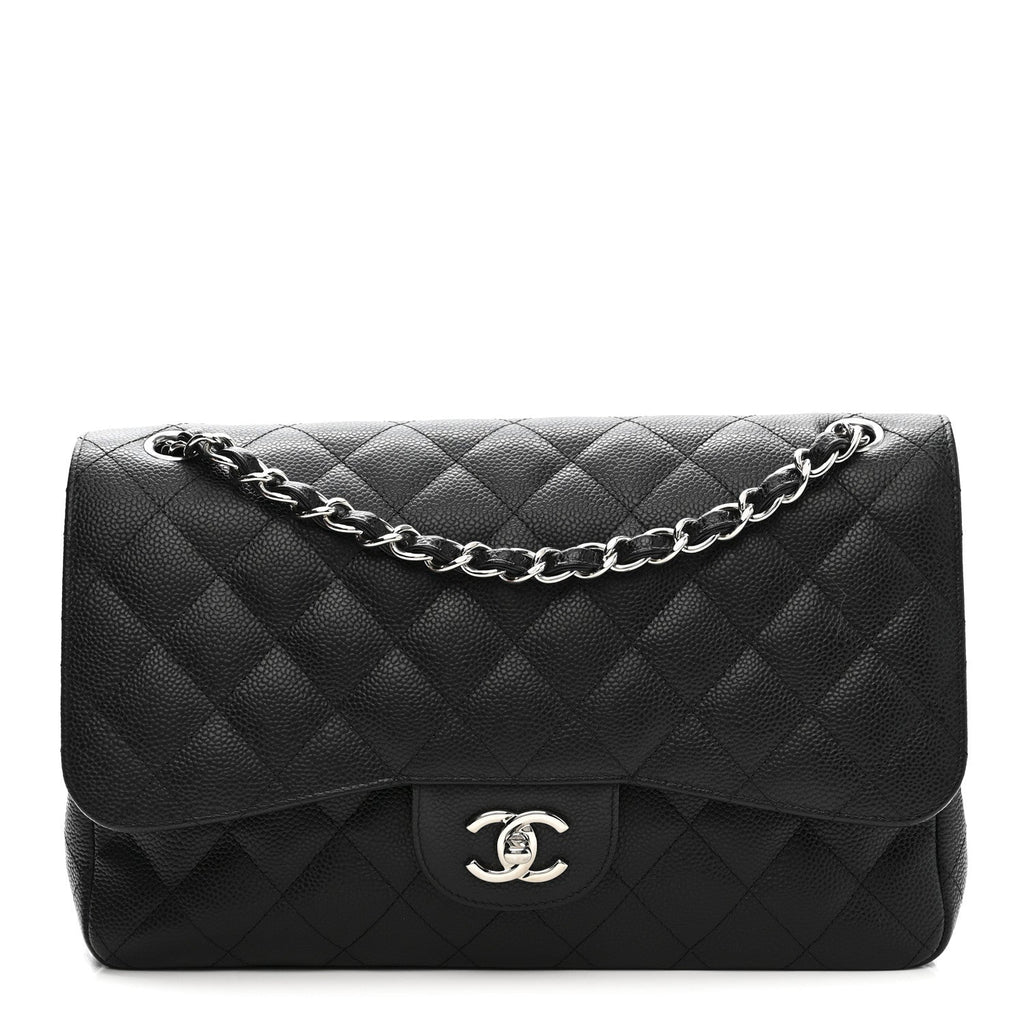 Caviar Quilted Jumbo Double Flap Black wholesalehk.shop