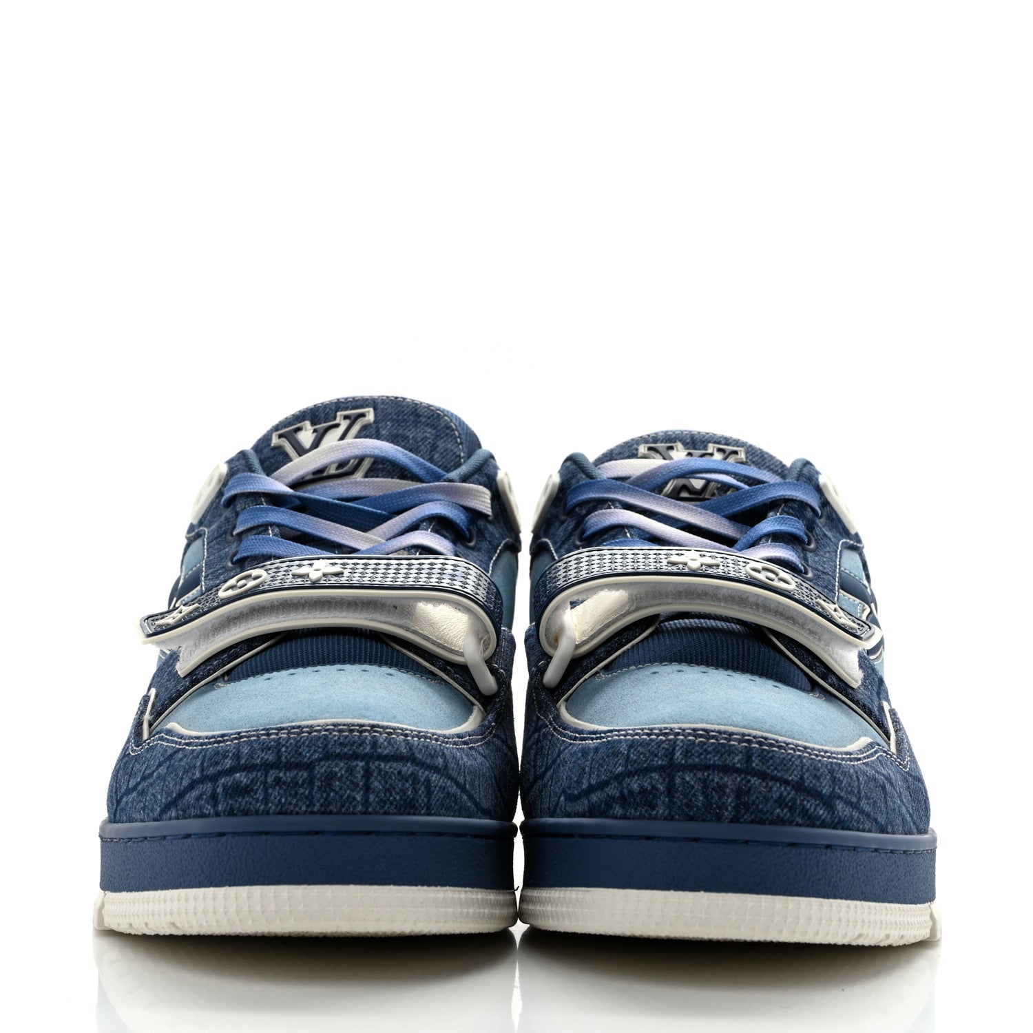 Crocodile Embossed Denim Suede Mens LV Trainer Sneakers 10 Sea Blue £¨ Direct shipment via from wholesalehk.shop
