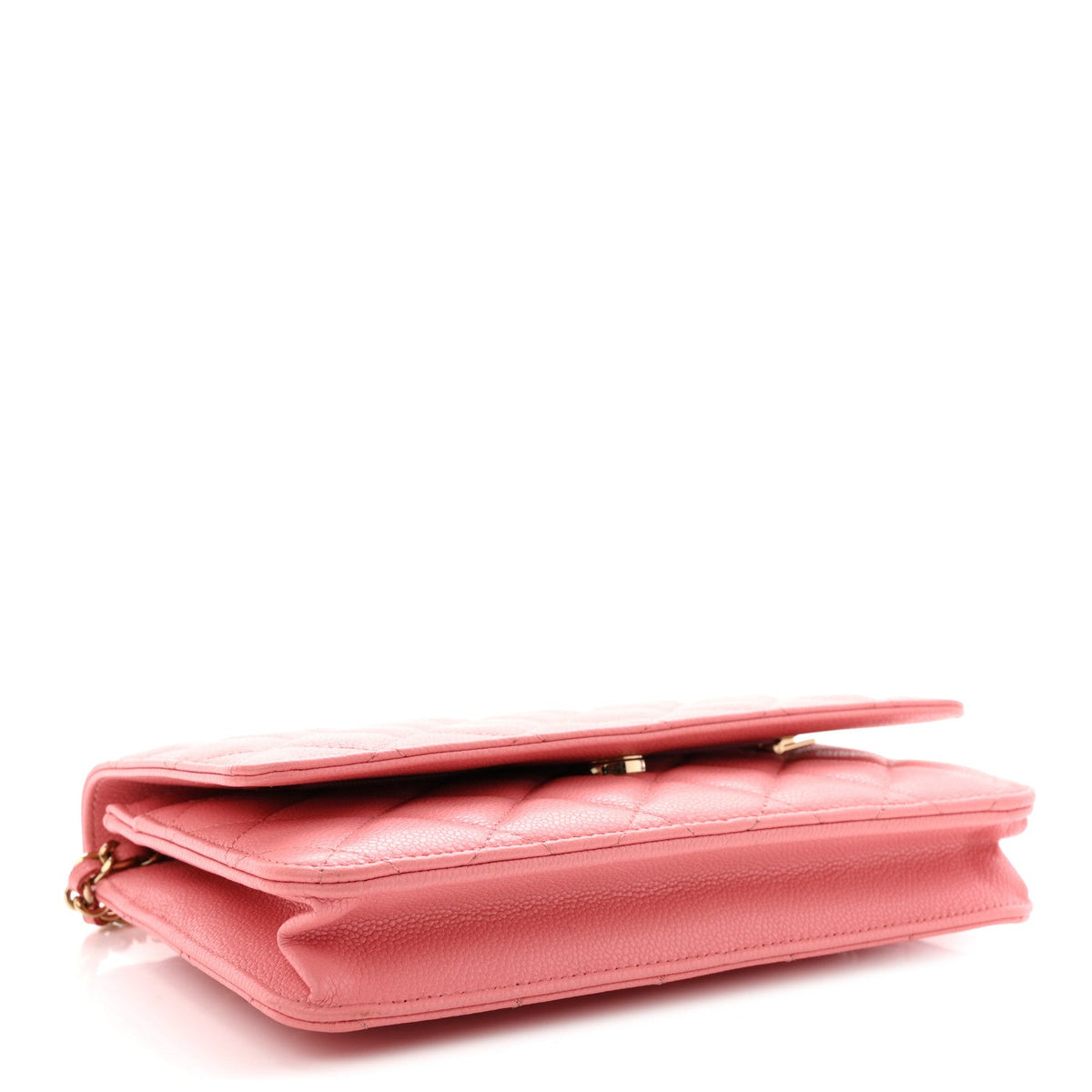 Caviar Quilted Wallet on Chain WOC Pink wholesalehk.shop