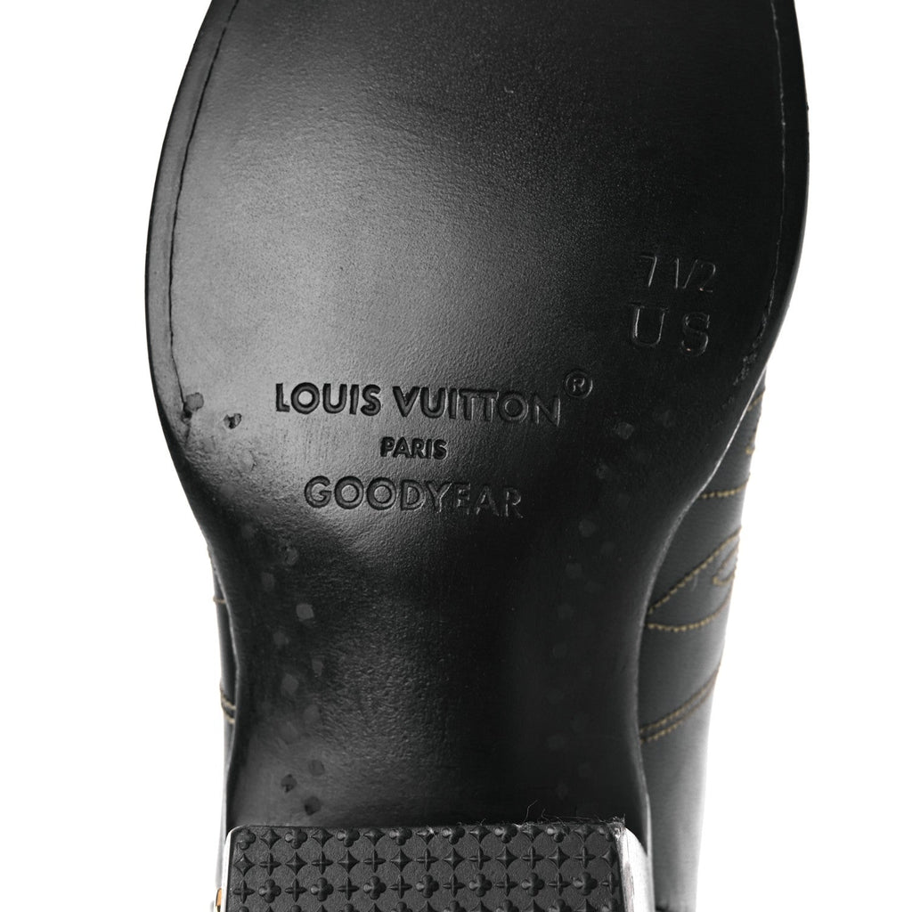 Calfskin LV Texan Mens Rider Boots 7.5 Black Gold £¨ Direct shipment via from wholesalehk.shop