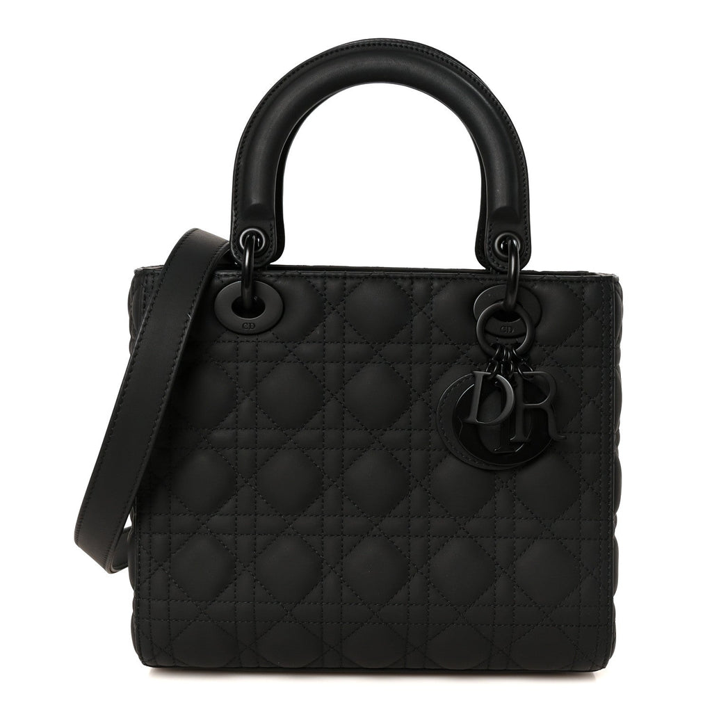 Ultra Matte Calfskin Cannage Medium Lady Dior Black wholesalehk.shop