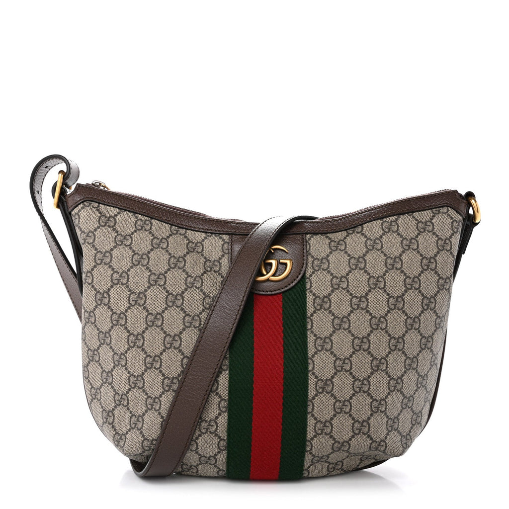 GG Supreme Monogram Web Small Ophidia Half Moon Hobo Brown wholesalehk.shop
