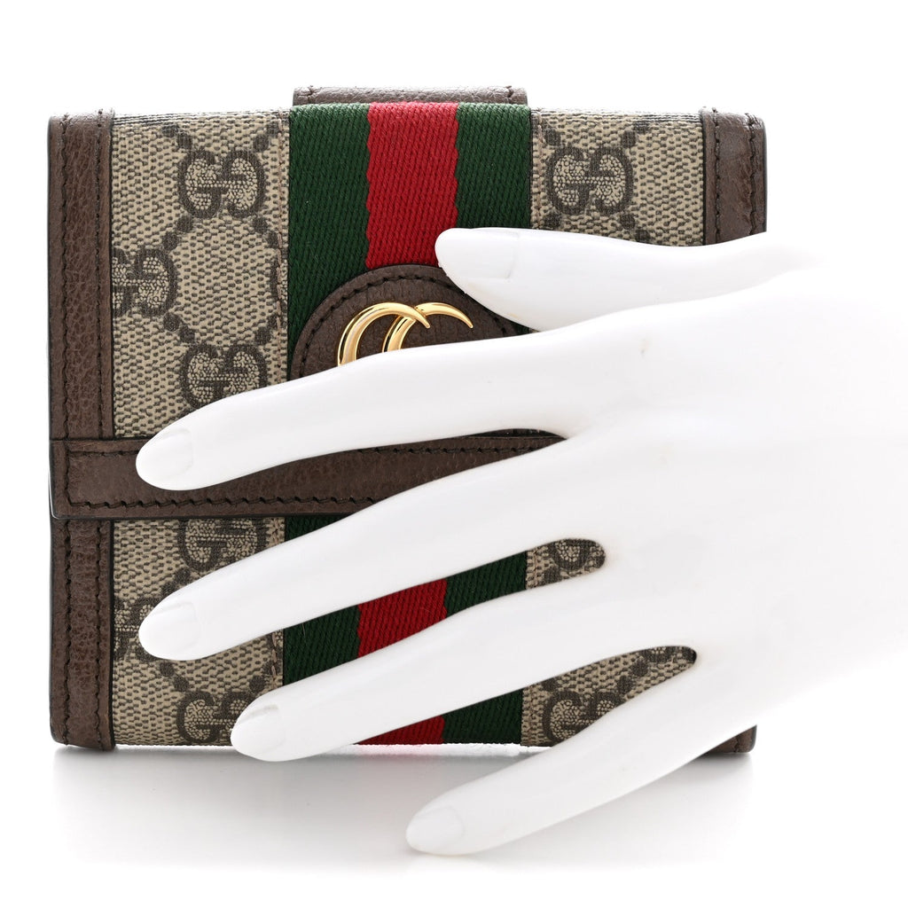 GG Supreme Monogram Web Ophidia French Flap Wallet Beige New Acero wholesalehk.shop